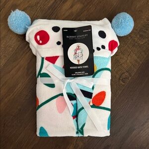 Robert Stanley Hooded Bath Towel - White with Multicolor Design